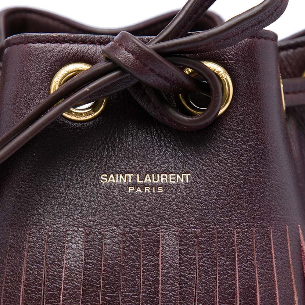 Pre-Loved Saint Laurent Small Calfskin Emmanuelle Fringe Bucket Bag - Picture 5 of 6